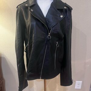 Sam Edelman Black Jacket with Neon Green Stitching